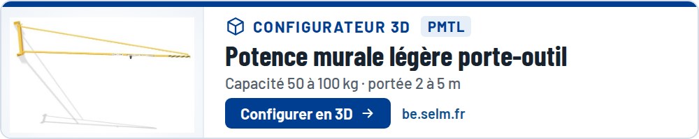 Configurateur 3D : Potence murale légère porte-outil PMTL